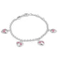 Girl's Sterling Silver Purple/Red/Pink Enamel Heart Charms Adjustable Bracelet 1
