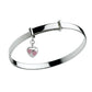 Kid's Jewelry - Sterling Silver Red/Purple/Pink Heart Charm Adjustable Bangle 1