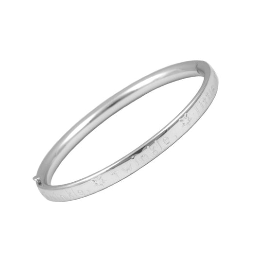 Children Sterling Silver Twinkle Twinkle Little Star Bangle Bracelet (6 in) 1