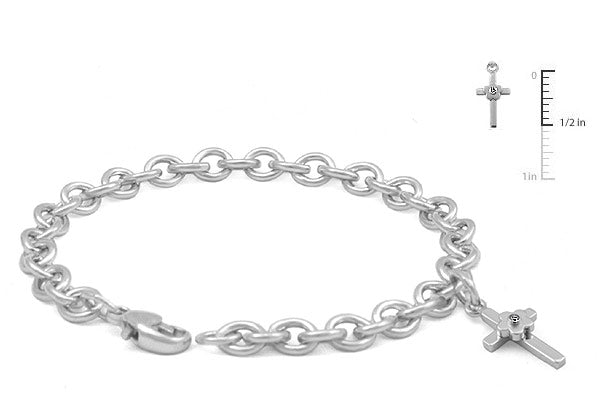 Girls Jewelry - Silver Flower Diamond Cross Charm Bracelet (5 1/4-6 3/4 in) 2