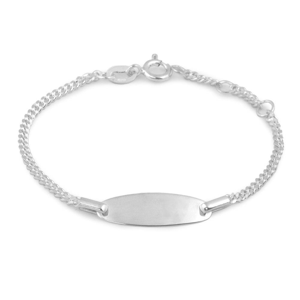 4 3/4 - 5 1/2 In Silver Heart Or Plain ID Bracelet For Baby And Toddler Girls