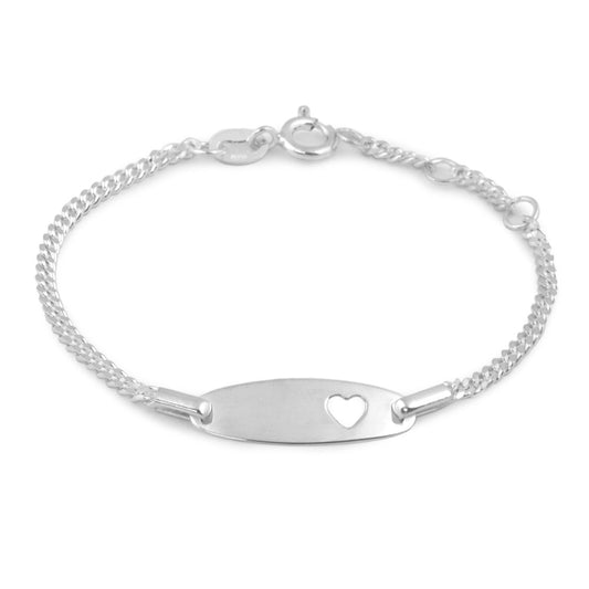 4 3/4 - 5 1/2 In Silver Heart Or Plain ID Bracelet For Baby And Toddler Girls 1