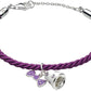 Sterling Silver Purple Bow Bell Cord Kids Bracelet (5 1/2 or 6 1/2 in) 1