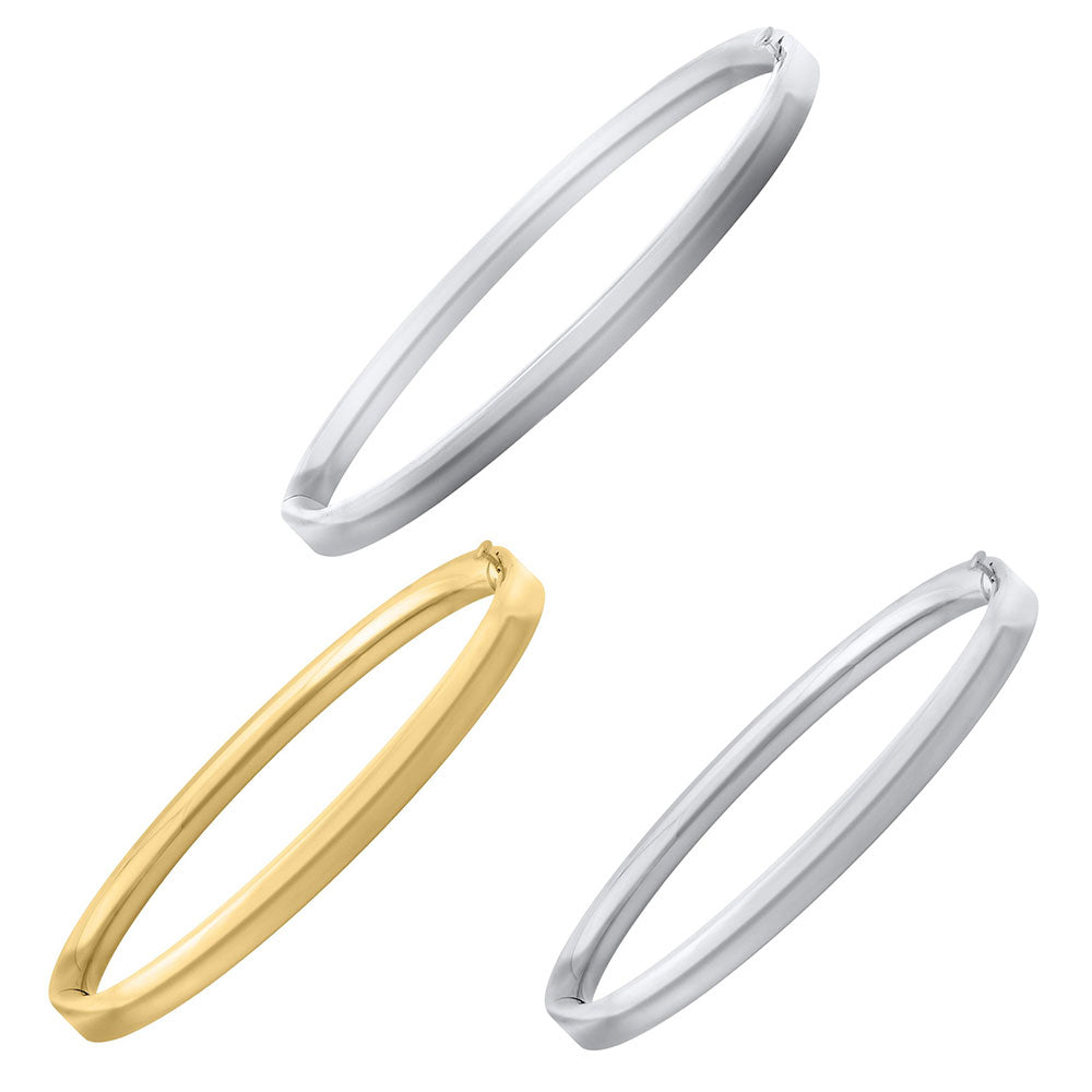 14K Gold Plain Bangle Bracelets For Baby Or Toddler Girls 2