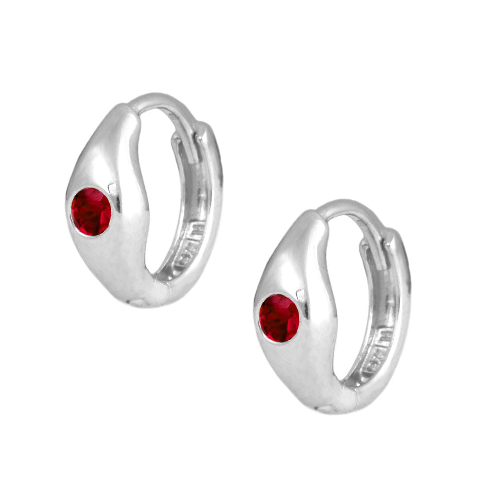 Children's Jewelry - Sterling Silver Birthstone Huggie Hoop Earrings