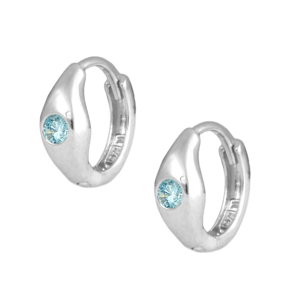 Children's Jewelry - Sterling Silver Birthstone Huggie Hoop Earrings