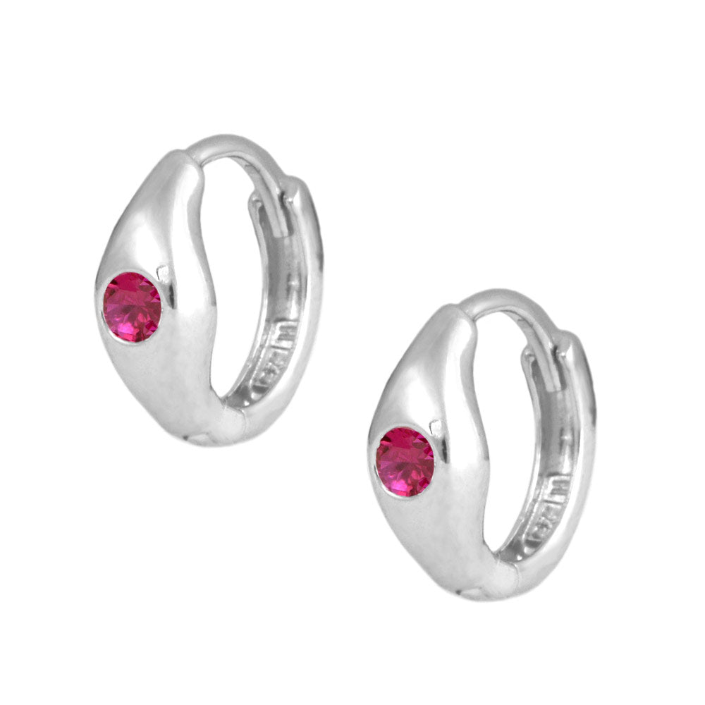 Children's Jewelry - Sterling Silver Birthstone Huggie Hoop Earrings