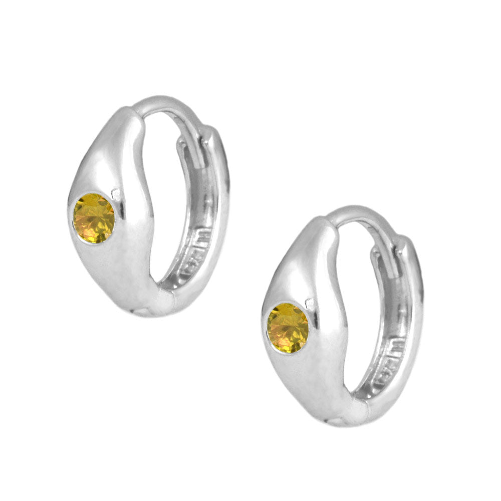 Children's Jewelry - Sterling Silver Birthstone Huggie Hoop Earrings