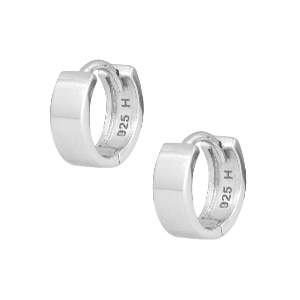 Kids Jewelry - Sterling Silver Wide Plain Huggie Hoop Earrings For Girls 1