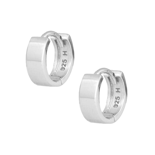 Kids Jewelry - Sterling Silver Wide Plain Huggie Hoop Earrings For Girls 1