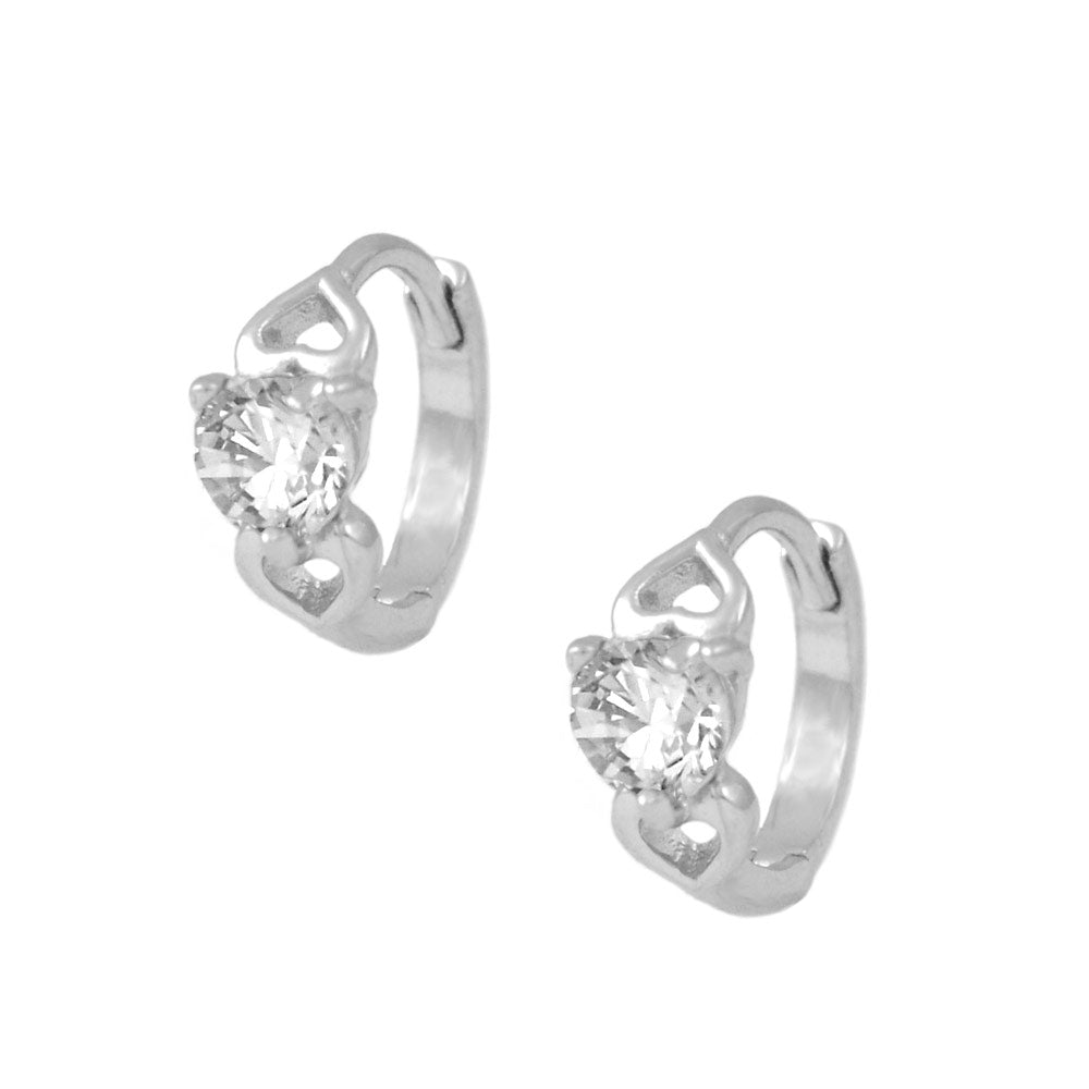 Baby & Toddler Girls Sterling Silver Heart Shaped Birthstone Hoop Earrings