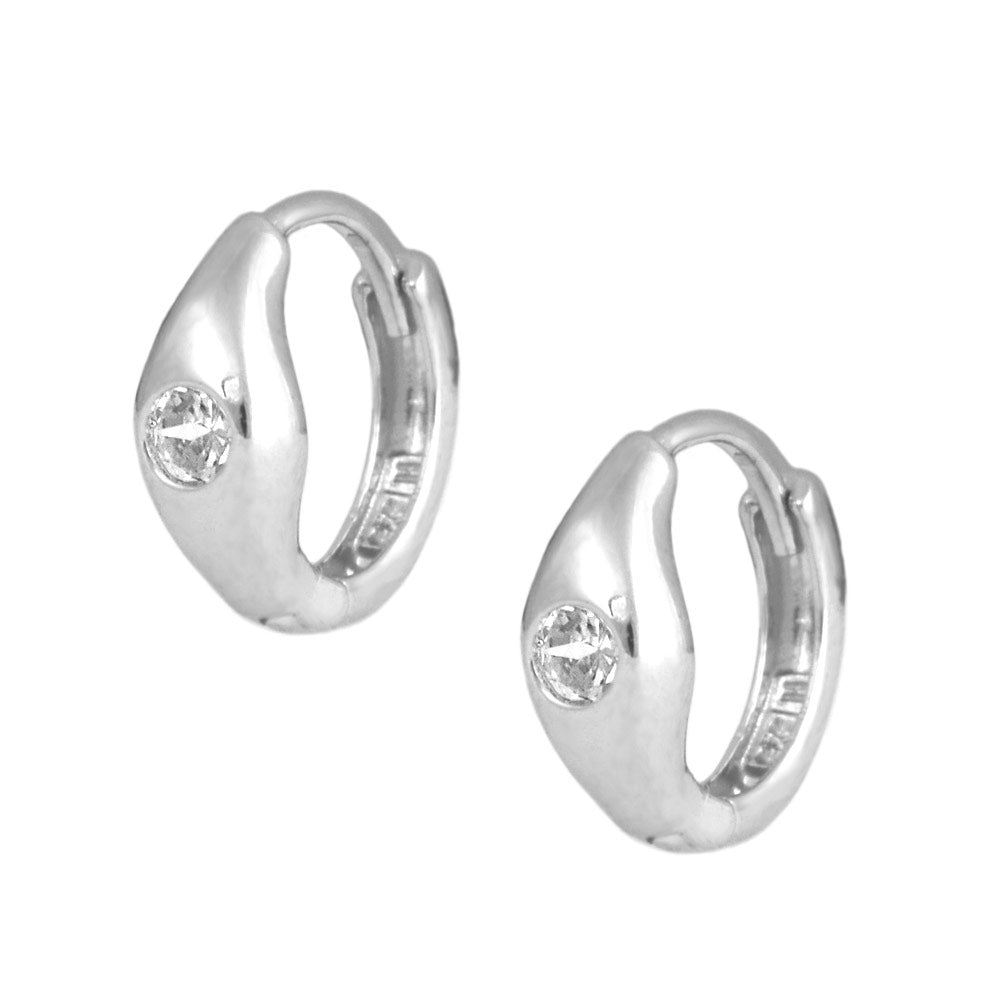 Children's Jewelry - 14K Yellow Or White Gold White C.Z. Huggie Hoop Earrings