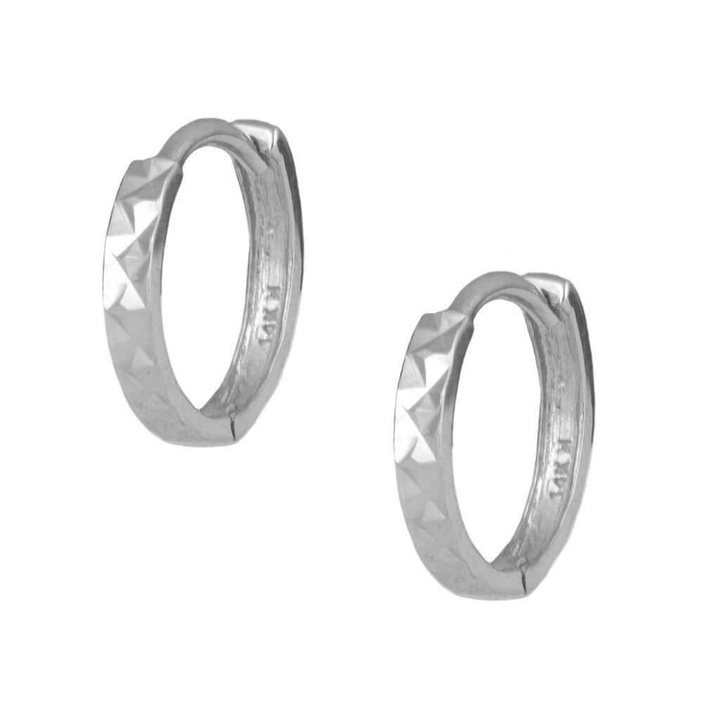 Children Jewelry - 14K Yellow Or White Gold Diamond Cut Hoop Earrings