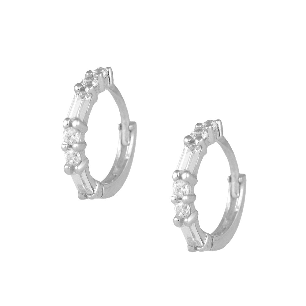 Girls Fine Jewelry - 14K Yellow Or White Gold Cubic Zirconia Huggie Earrings