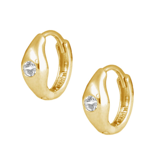 Children's Jewelry - 14K Yellow Or White Gold White C.Z. Huggie Hoop Earrings 1