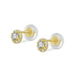 14K Yellow Gold Flower Shaped Birthstone Earrings For Babies And Toddlers