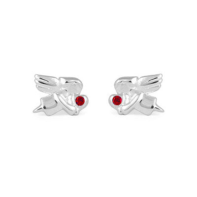 Children's Jewelry - Girls Sterling Silver Birthstone Angel Stud Earrings