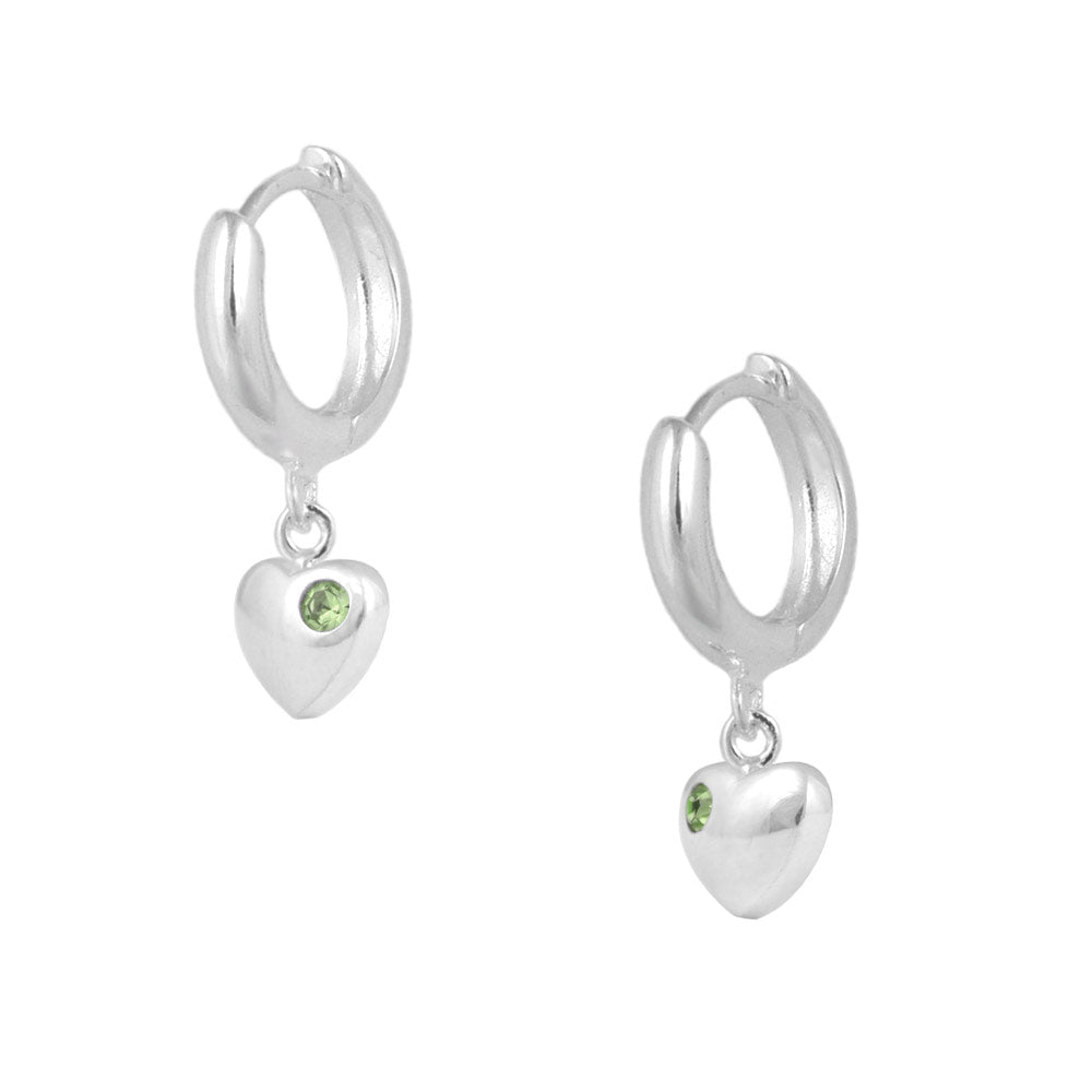 Girls Jewelry - Sterling Silver Birthstone Heart Huggie Hoop Earrings