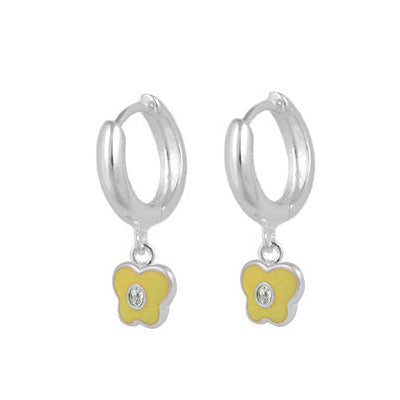 Girls Sterling Silver Birthstone Butterfly Shaped Huggie Hoop Earrings