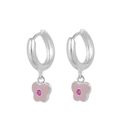 Girls Sterling Silver Birthstone Butterfly Shaped Huggie Hoop Earrings