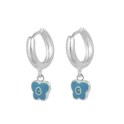 Girls Sterling Silver Birthstone Butterfly Shaped Huggie Hoop Earrings