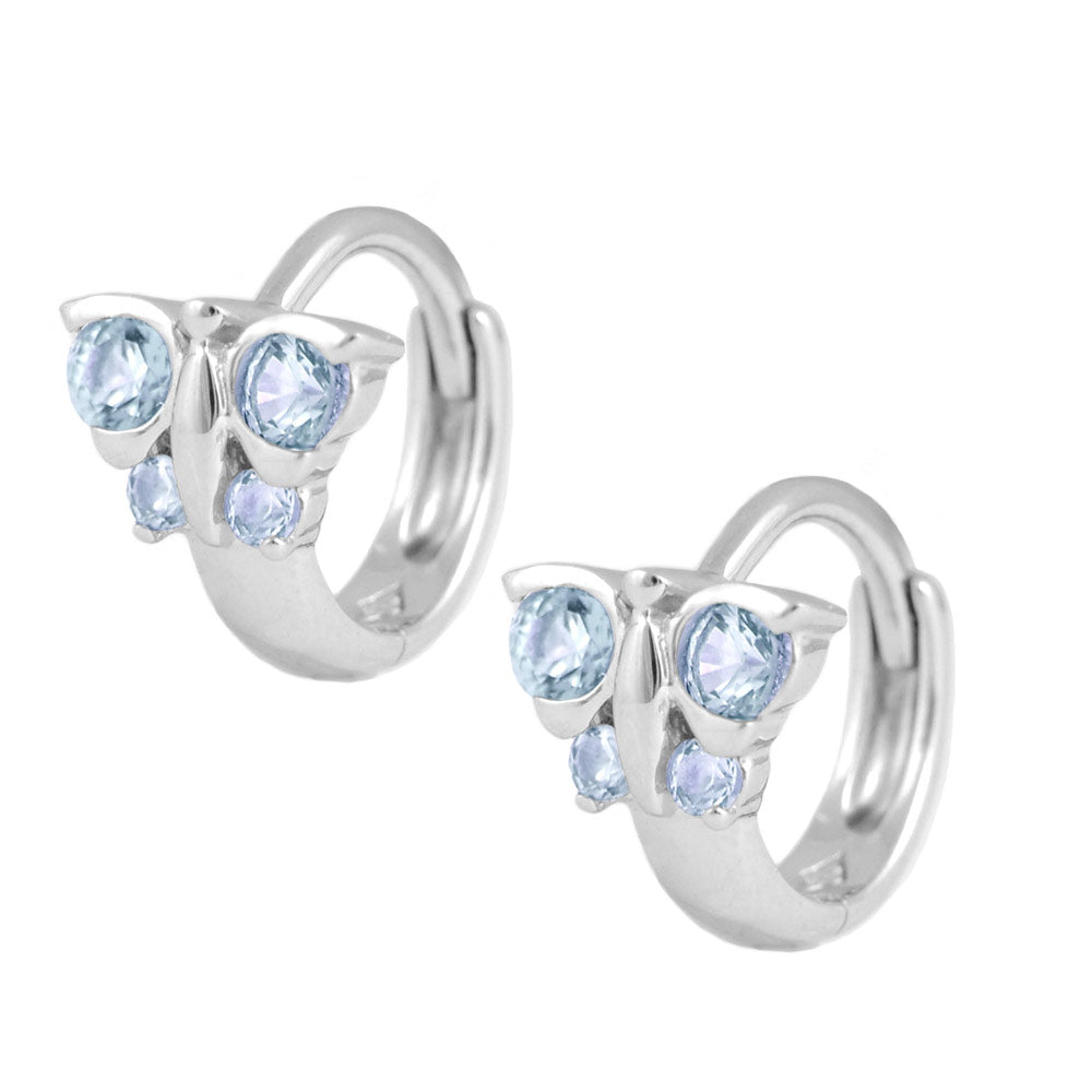 Girl's Jewelry - Sterling Silver Butterfly Birthstone Hoop Earrings