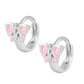 Girl's Jewelry - Sterling Silver Butterfly Pink CZ Hoop Earrings 1