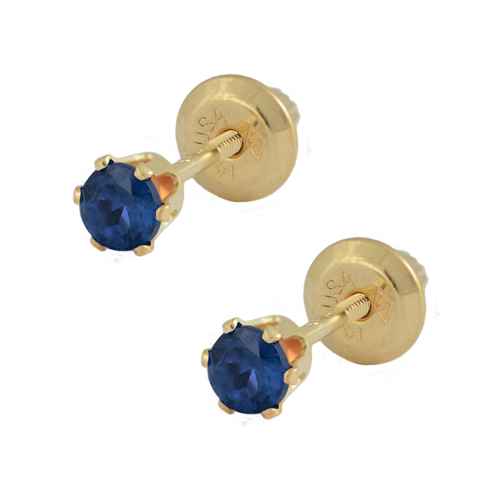 Girl's 14K Yellow Gold Genuine Birthstone Screw Back Stud Earrings