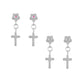 Girl Sterling Silver Diamond/Pink Sapphire Flower Dangle Cross Earrings 2