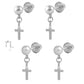 Children And Teens Silver Or Cultured Pearl Ball Dangling Cross Screw Back Earrings 2