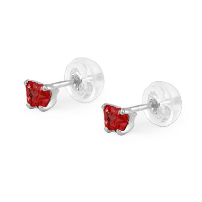Baby 14K White Gold Garnet C.Z. Butterfly Stud Earrings 1