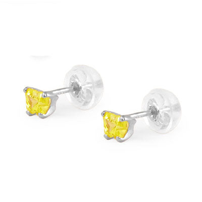 Baby 14K White Gold Citrine C.Z. Butterfly Stud Earrings 1