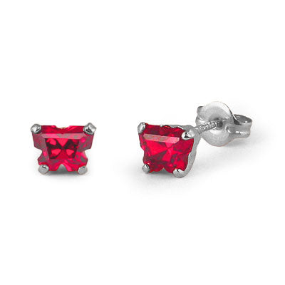 Children Sterling Silver Ruby C.Z. Butterfly Stud Earrings 1