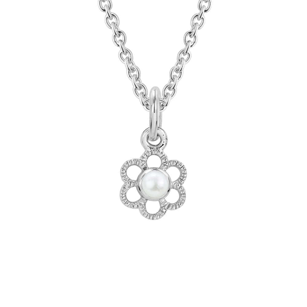 Girls Sterling Silver 12-Month Birthstone Flower Necklace (14, 15 in)