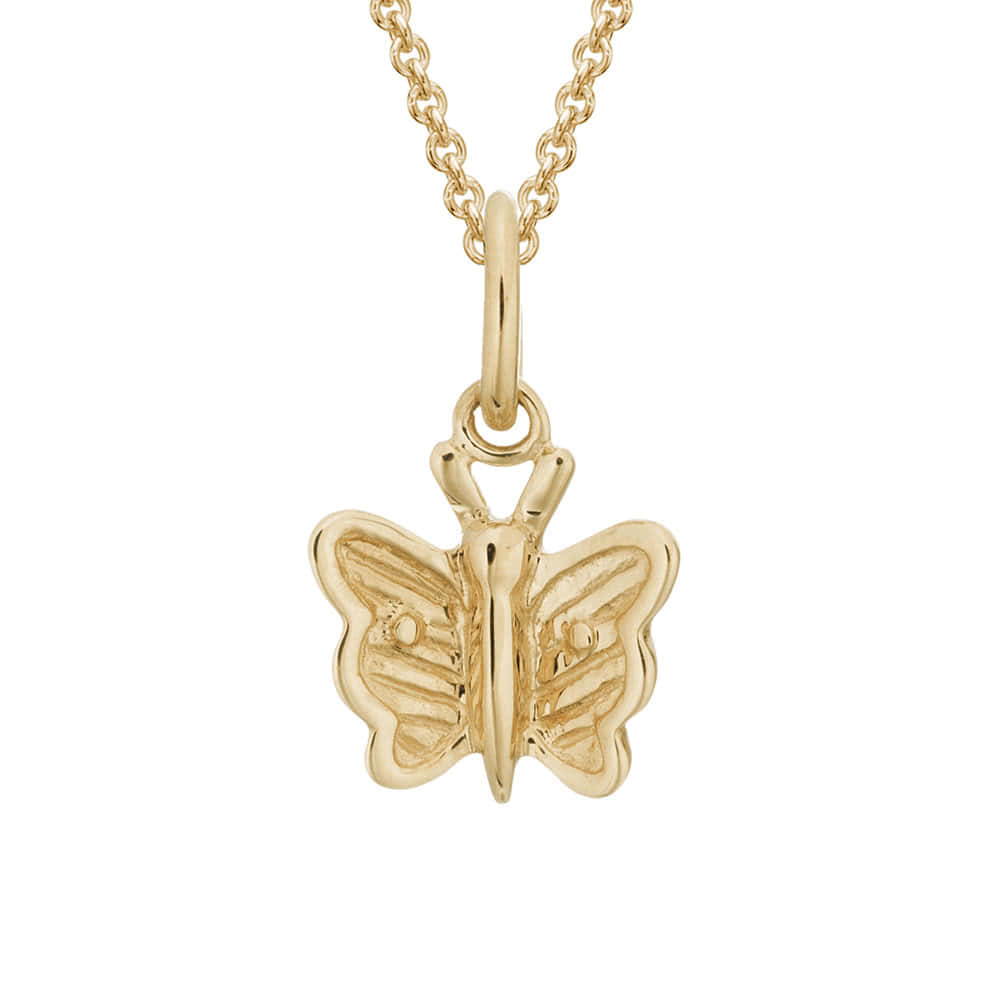 Kids Jewelry 14K Yellow Gold Butterfly Pendant Necklace For