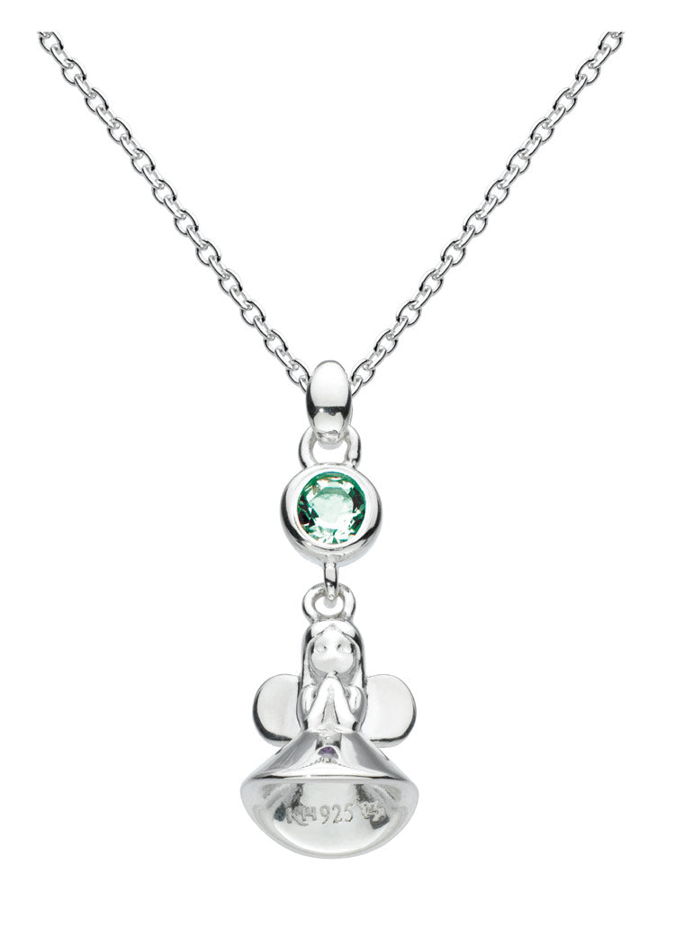 Little Girl Silver Fairy Godmother Simulated 12-Month Birthstone Necklace (12-14 in)