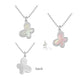 Sterling Silver White Or Pink Mother of Pearl Butterfly Necklace For Girls (15-16 1/2 in) 2