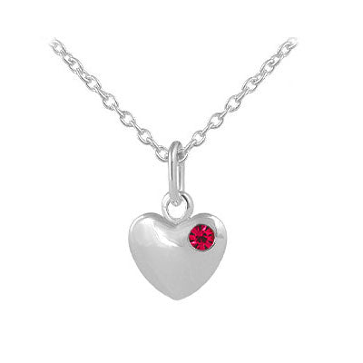 12-18 Inches Children Or Teen Girls Silver Birthstone Heart Necklace