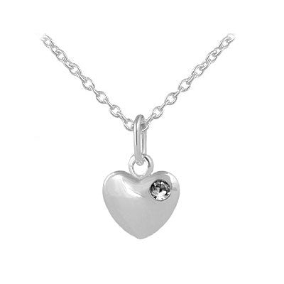 12-18 Inches Children Or Teen Girls Silver Birthstone Heart Necklace