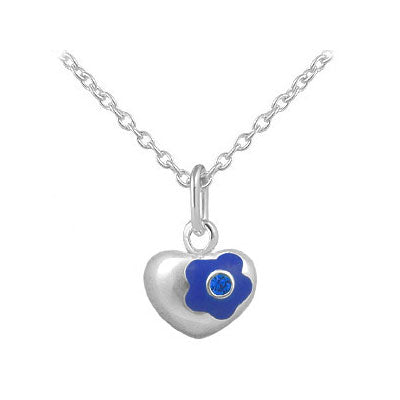 12-18 Inches Silver Simulated Birthstone Flower Heart Children And Teen Girls Necklace