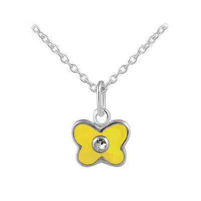 Girl's Sterling Silver Birthstone Enamel Butterfly Necklace (12-18 in)