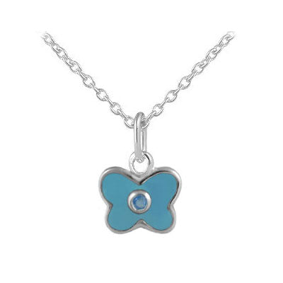 Girl's Sterling Silver Birthstone Enamel Butterfly Necklace (12-18 in)