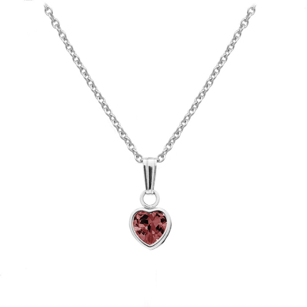 13 In Little Girl's Sterling Silver Simulated Birthstone Heart Pendant Necklace