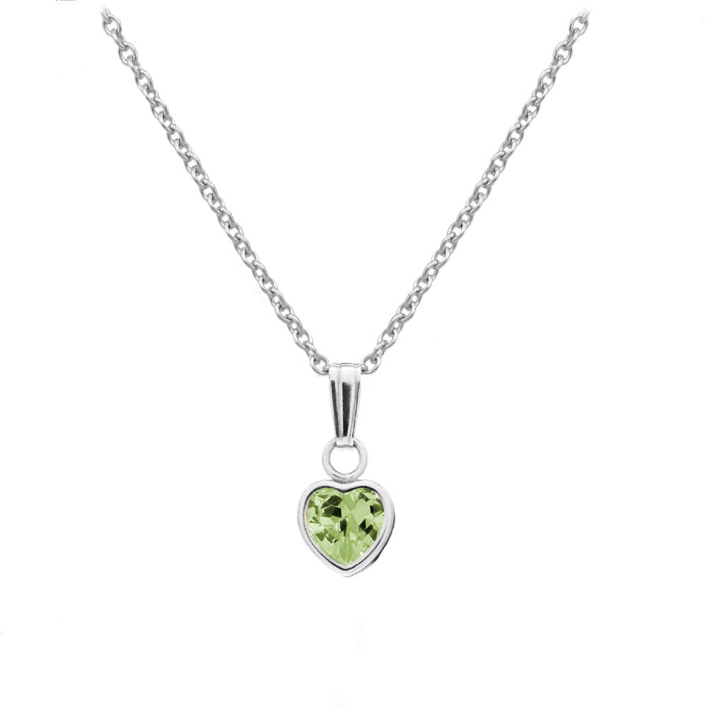 13 In Little Girl's Sterling Silver Simulated Birthstone Heart Pendant Necklace