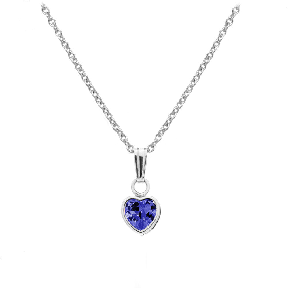 13 In Little Girl's Sterling Silver Simulated Birthstone Heart Pendant Necklace