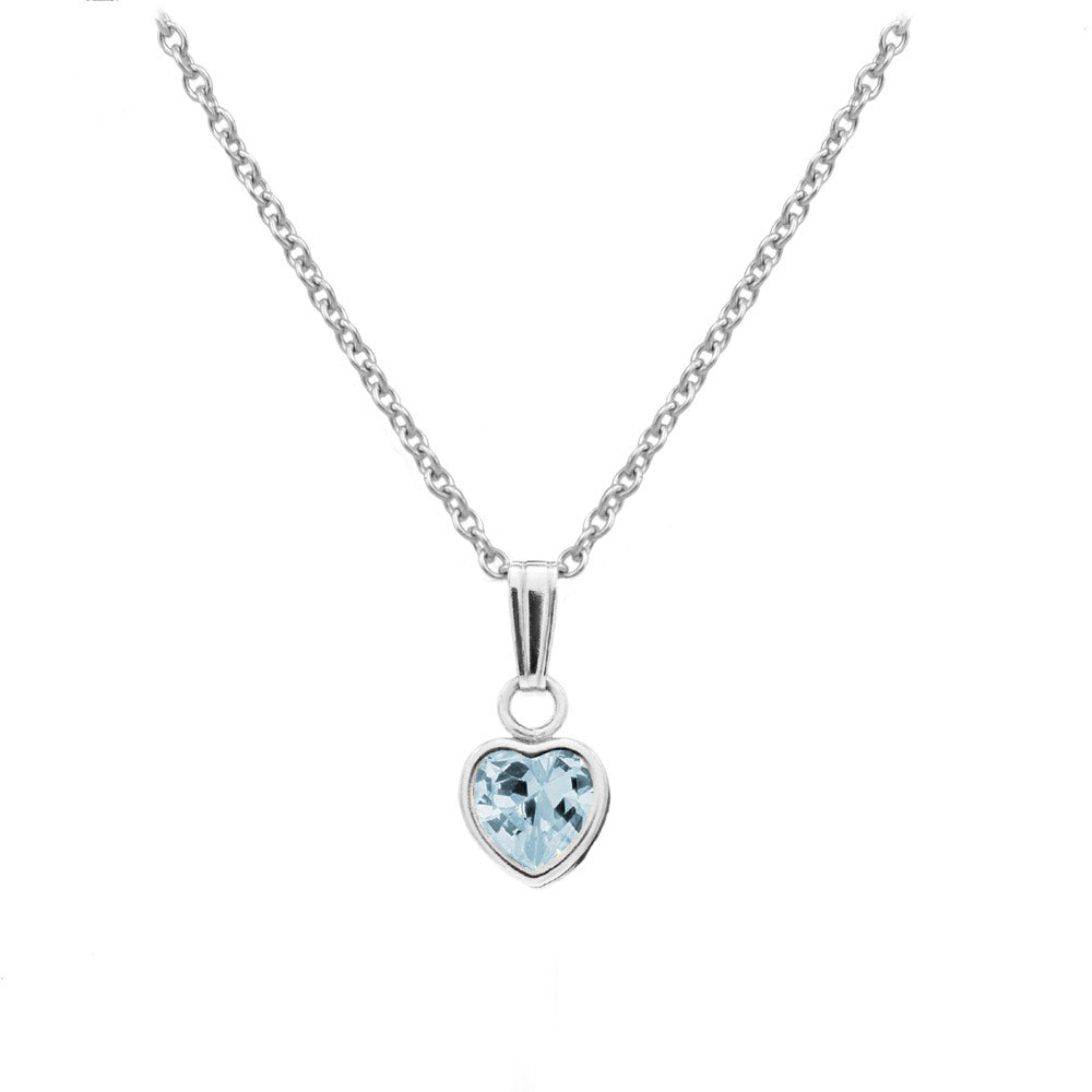 13 In Little Girl's Sterling Silver Simulated Birthstone Heart Pendant Necklace