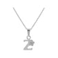Girls Jewelry - Silver Diamond Initial Flower Pendant Necklace (14-16 In)