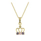 Girls 14K Yellow Gold Pink/Purple CZ Crown Pendant Necklace (15 inches) 1
