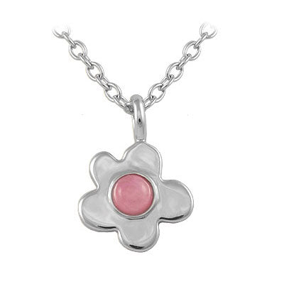 Girl's Sterling Silver Resin Flower Pendant Necklace 1