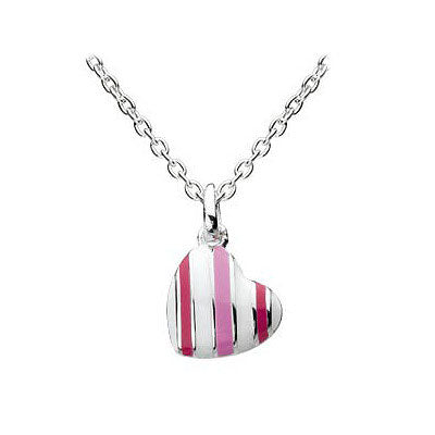 12-14 Inch Silver Stripe Enameled Candy Heart Kids Necklace For Girls 1